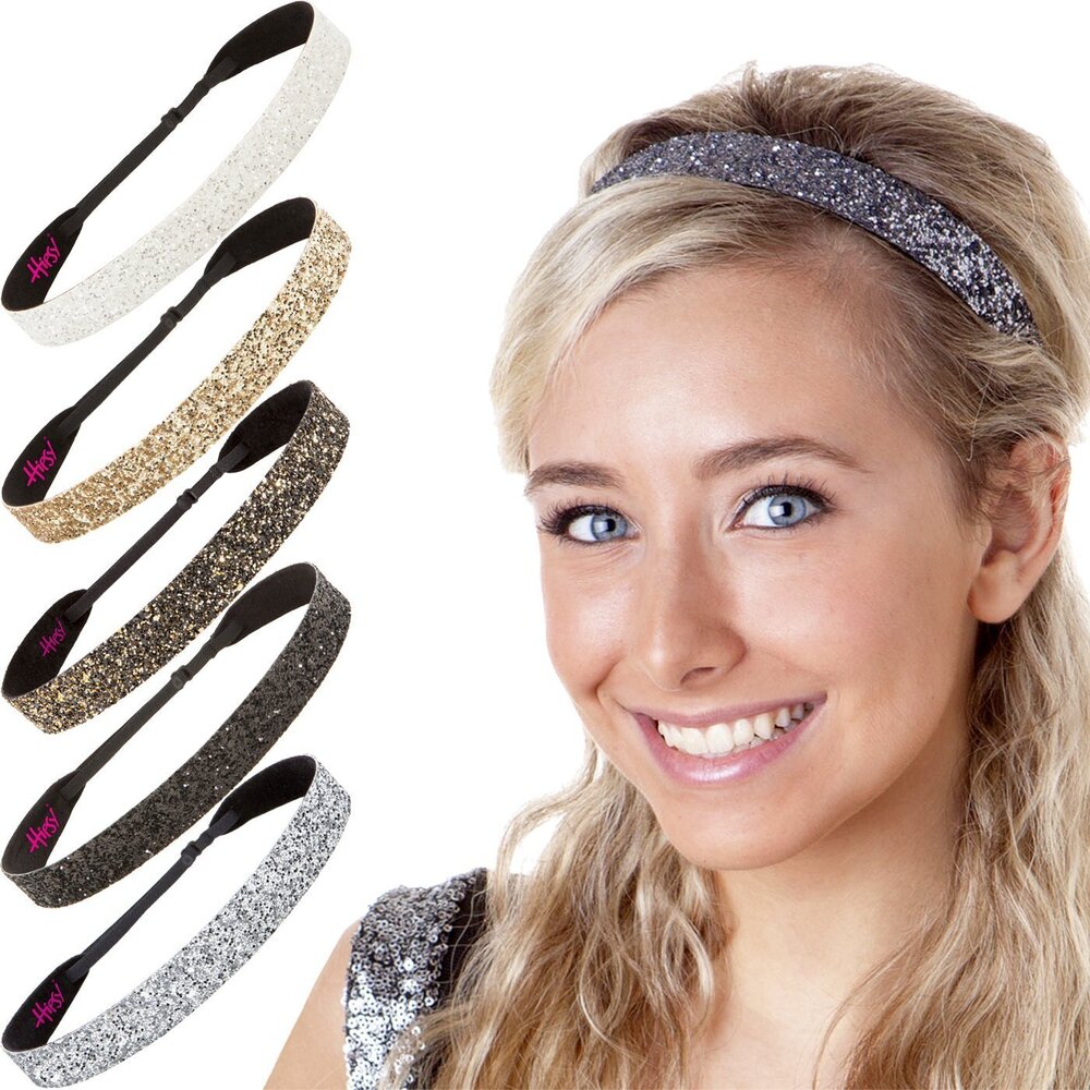 3195 Adjustable No Slip Cute Fashion Headbands Bling Glitter Hairband Packs